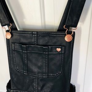 Faux leather overall skirt